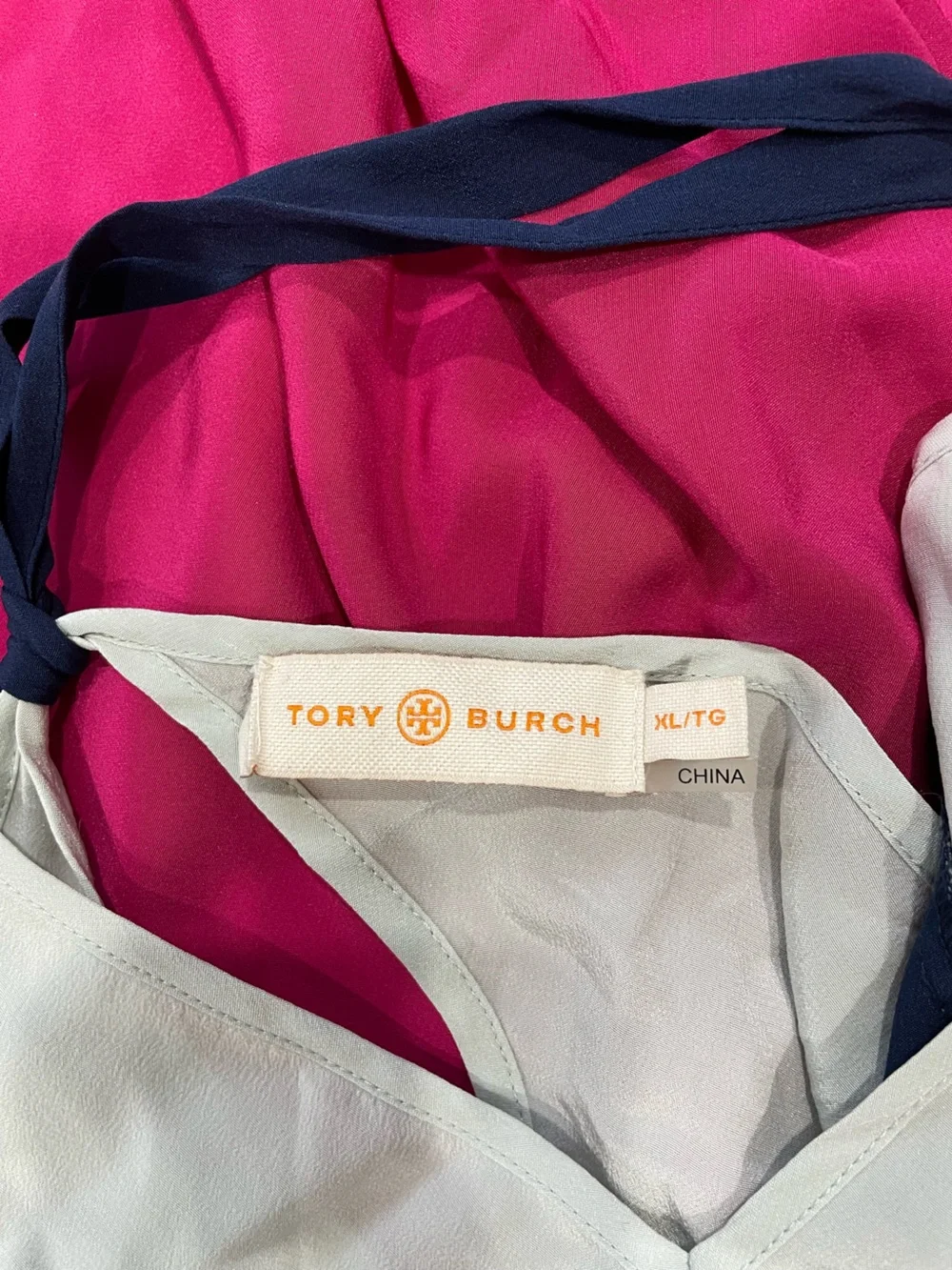 Tory Burch Colorblock Dress in Magenta, Navy & Cream